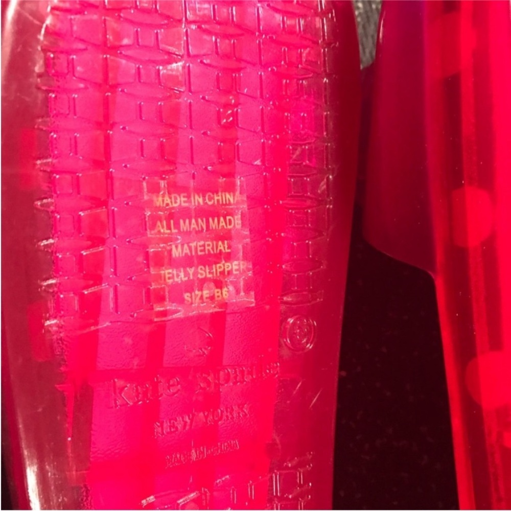 kate spade Pink Clear Jelly Slide Sandals with Black & White Polka Dot Insole - Picture 10 of 11